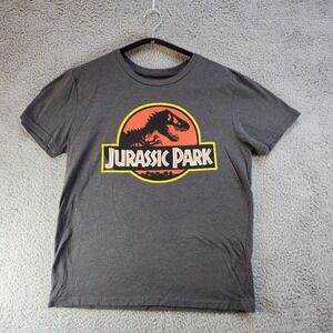 Jurassic Park T Shirt Junior's Large Gray Graphic Print Cotton‎ Short Sleeve